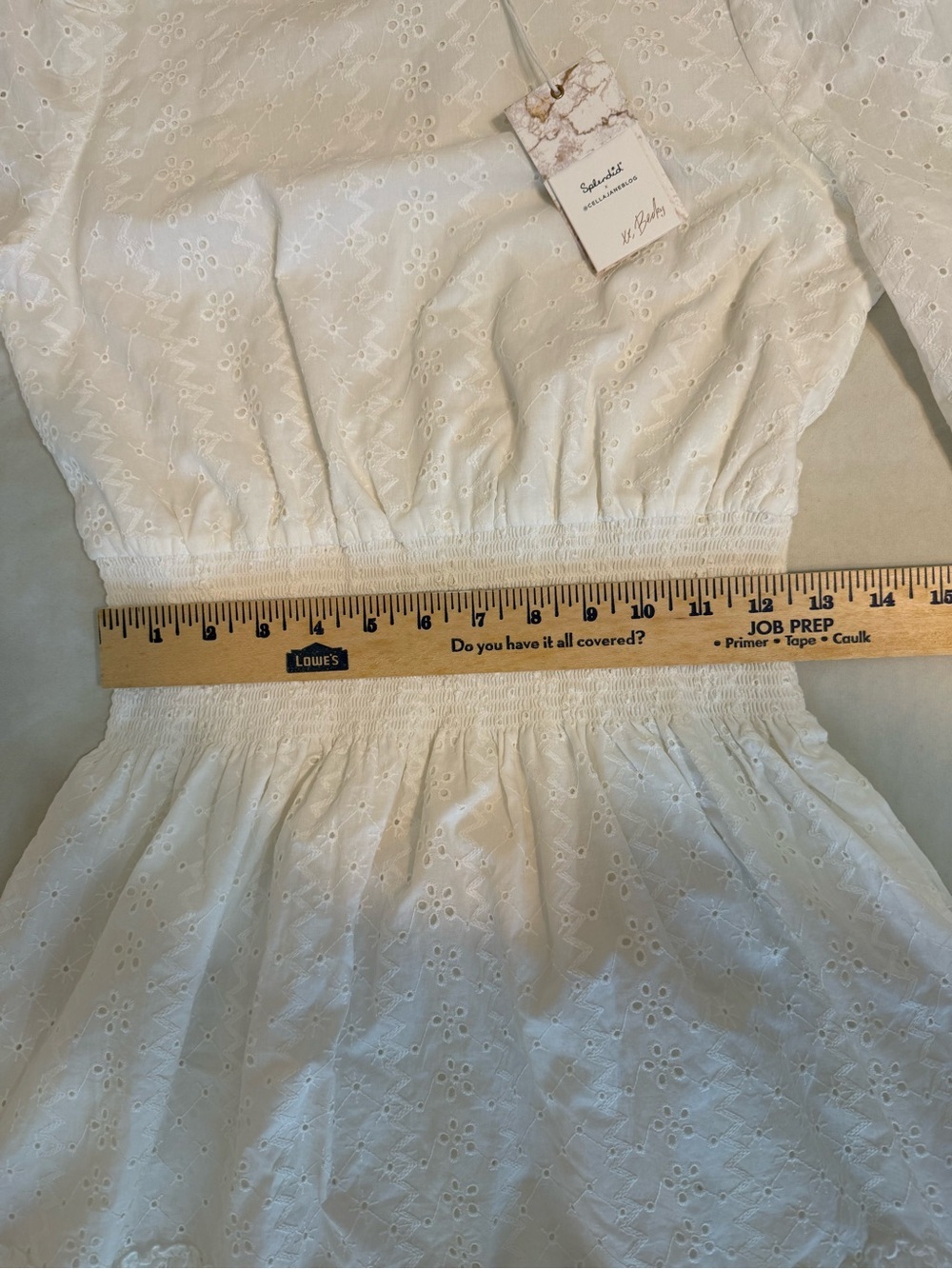 NWT Splendid x Cella Jane White Eyelet Puff-Sleeve Tiered Mini Dress XS - Picture 11 of 16